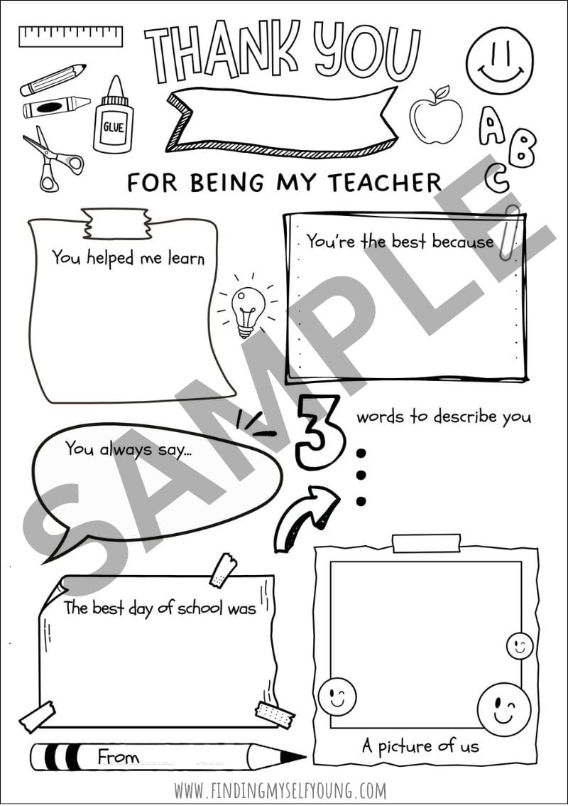 thankyou for being my teacher poster sample printable template.